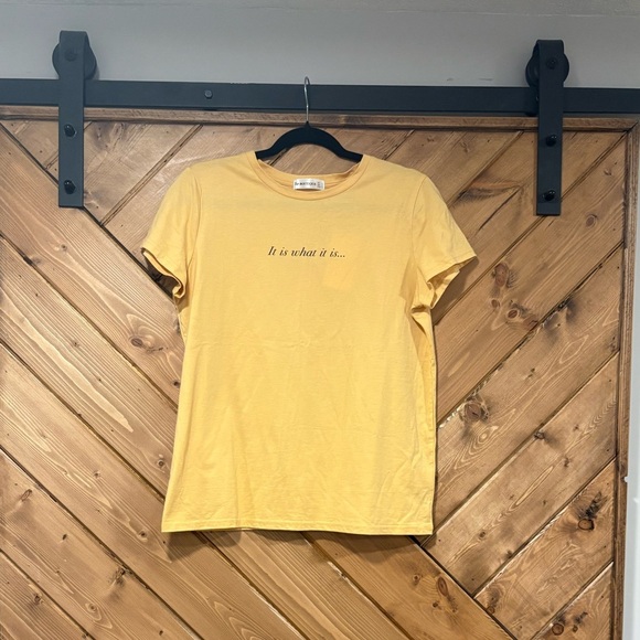 NWT Ally Fashion Butter Yellow Short Sleeve Tee “It is what it is” - Picture 1 of 4